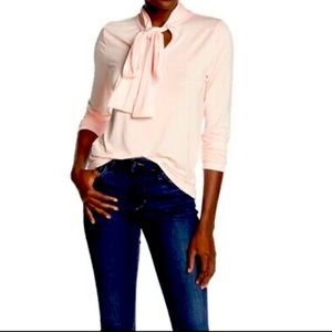 💕J.Crew Blush Tie Neck Top